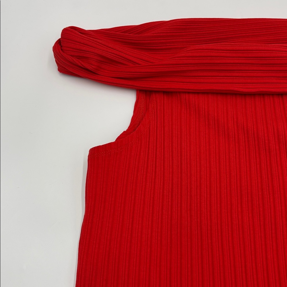 Madewell Rib Off the Shoulder Top in Rouge - Picture 3 of 7